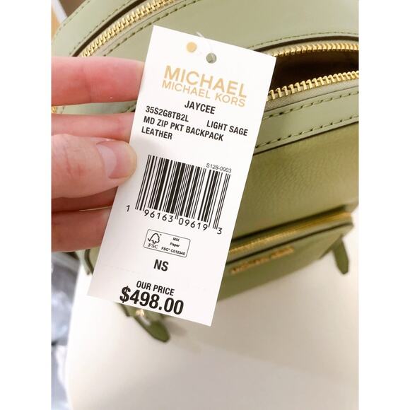 Michael Kors 35S2G8TB2L Jaycee Medium Pebbled Leather Backpack IN LIGHT SAGE - Picture 8 of 8